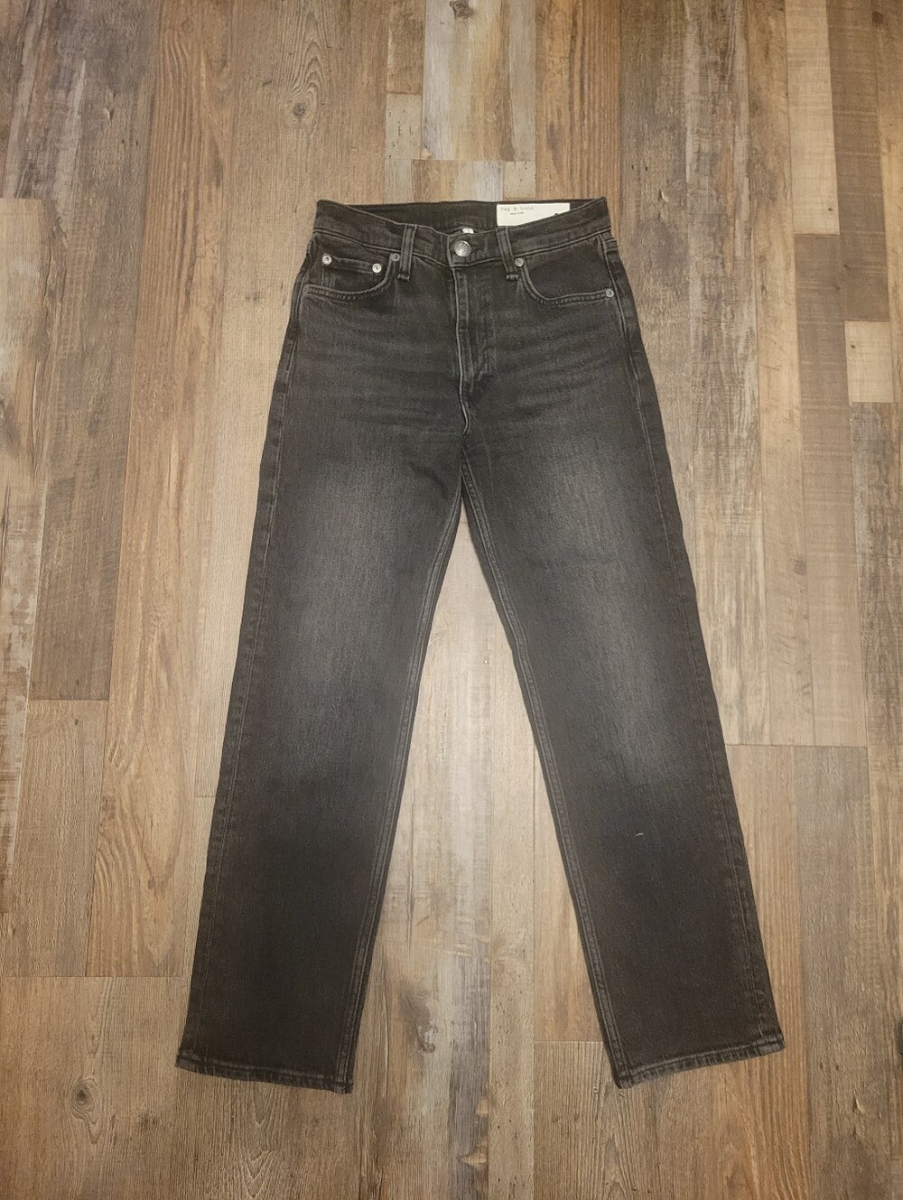 rag & bone Womens Washed Black Straight Jeans